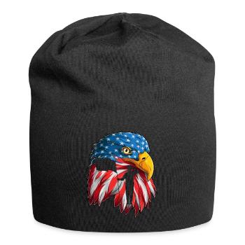 Memorial Day Fourth July Eagle USA Flag Soldier Vet - Jersey Beanie - black - Front