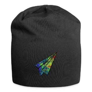 Papierflieger bunt - Jersey-Beanie - Schwarz - Vorne