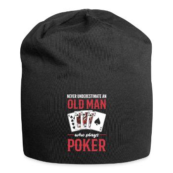 Never Underestimate An Old Man Who Plays Poker - Jersey-Beanie - Schwarz - Vorne