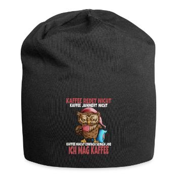 Eule Kaffee Morgenmuffel Langschläfer Frühstück - Jersey-Beanie - Schwarz - Vorne