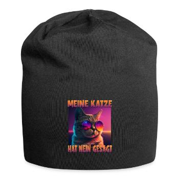 Katzenliebhaber Design Katzenmama Meine Katze hat - Jersey-Beanie - Schwarz - Vorne