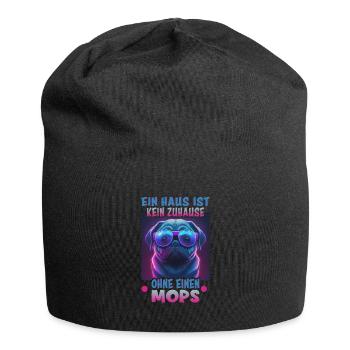 Hunde Spruch Mops Design für Hundeliebhaber - Jersey-Beanie - Schwarz - Vorne