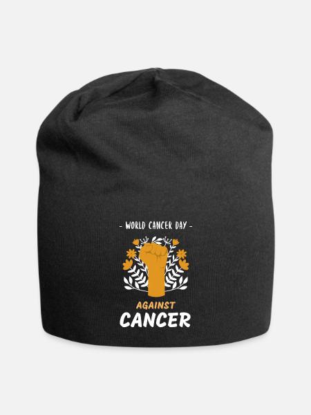 Weltkrebstag gegen Krebs wir bekämpfen Krebs - Jersey-Beanie - Schwarz