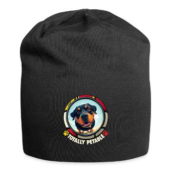 Hunde Spruch Rottweiler Cartoon für Hundeliebhaber - Jersey-Beanie - Schwarz - Vorne