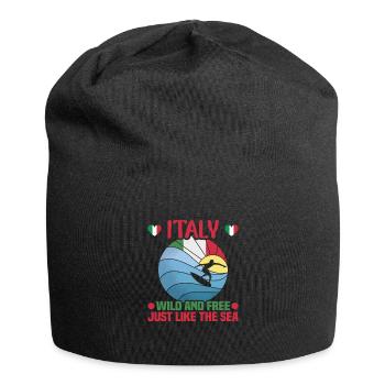 Italie vacances à la plage au bord de la mer Design beach motif - Bonnet en jersey - noir - Devant