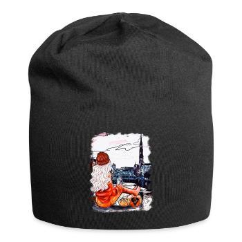 Hamburger Frau blond Skyline Illustration - Bonnet en jersey - noir - Devant