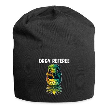 Orgy Referee Funny Upside Down Pineapple Skull - Jersey Beanie - black - Front