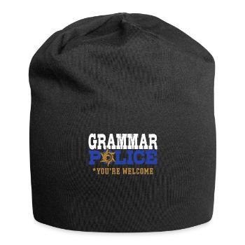 Grammatik-Polizei Rechntschreibung - Jersey-Beanie - Schwarz - Vorne