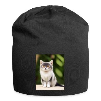 Chat persan blanc - Bonnet en jersey - noir - Devant