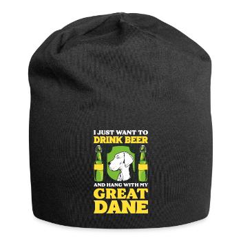 I Just Want To Drink Beer And Hang With My Great - Jersey-Beanie - Schwarz - Vorne