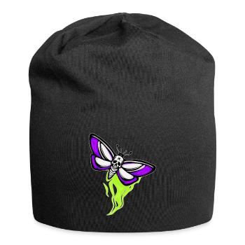 Motte Skull Schaedel - Jersey-Beanie - Schwarz - Vorne