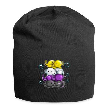 Vier Molche Axolotl schmusen kuscheln unter Wasser - Jersey-Beanie - Schwarz - Vorne