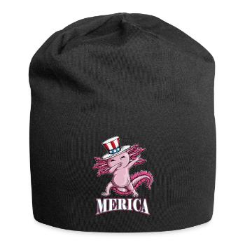 Merica Axolotl Molch mit Zylinder Hut Amerika USA - Jersey-Beanie - Schwarz - Vorne