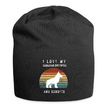 I love my canadian shepherd and Sunsets - Jersey Beanie - black - Front