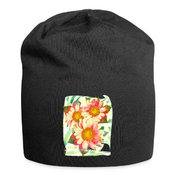 Blumen Blume - Jersey-Beanie - Schwarz - Vorne