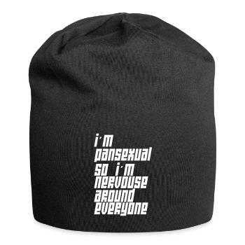 Ich Bin Pansexuell Also Bin Ich Vor Jedem Nervös - Jersey-Beanie - Schwarz - Vorne