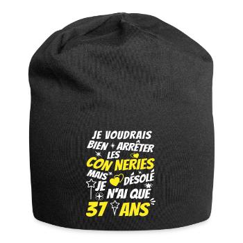 conneries 37 ans / cadeau anniversaire 37 ans - Bonnet en jersey - noir - Devant
