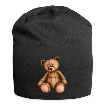 Teddybär - Jersey-Beanie - Schwarz - Vorne