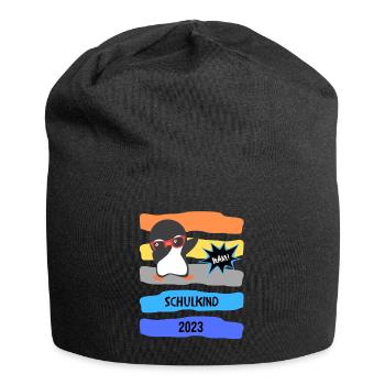 Schulkind Dab - Schulkind 2023 - Pinguin - Bäm - Jersey-Beanie - Schwarz - Vorne