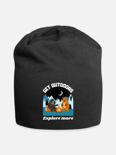 Get outside, explore more - Jersey Beanie - black