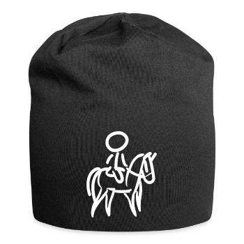 Reiterin auf Pferd Reiter Minimalist Minimalismus - Jersey-Beanie - Schwarz - Vorne