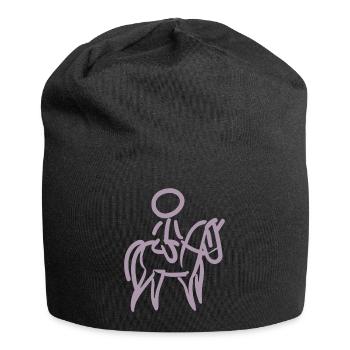 Reiterin auf Pferd Reiter Minimalist Minimalismus - Jersey-Beanie - Schwarz - Vorne