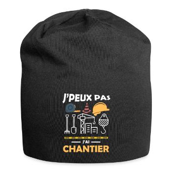 je peux pas j ai chantier 12 - Bonnet en jersey - noir - Devant