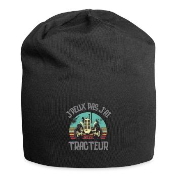 Fermier fermière tracteur - Bonnet en jersey - noir - Devant