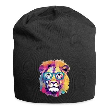 Lox the spectacled lion - Jersey Beanie - black - Front