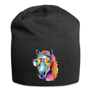 Mana la jument à lunettes - Bonnet en jersey - noir - Devant