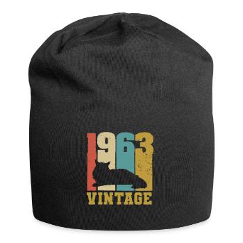 1963 Vintage Cat Maine Coon - Jersey Beanie - black - Front
