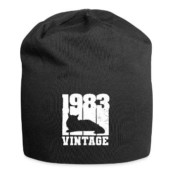 1983 Vintage Cat Maine Coon White - Jersey Beanie - black - Front
