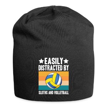 Leicht Ablenkbar Durch Faultiere Und Volleyball - Jersey-Beanie - Schwarz - Vorne