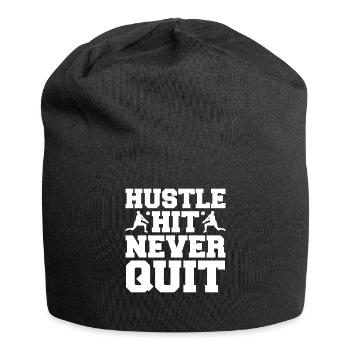 Hustle Hit Gib Niemals Auf - Volleyball - Jersey-Beanie - Schwarz - Vorne