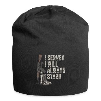 Ich Habe Gedient Ich Werde Immer Stehen - Veteran - Jersey-Beanie - Schwarz - Vorne