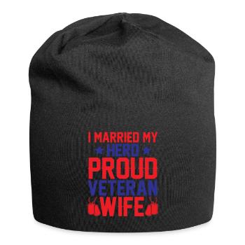 Ich Habe Meinen Helden Geheiratet Stolzes Veteran - Jersey-Beanie - Schwarz - Vorne