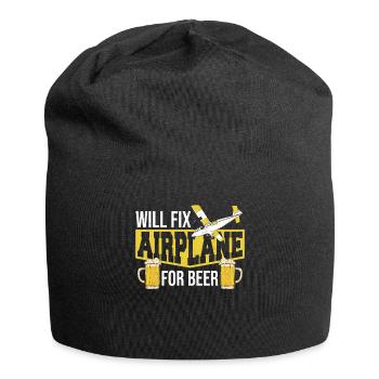 Will Fix Airplane For Beer Aircraft Mechanic - Jersey Beanie - black - Front