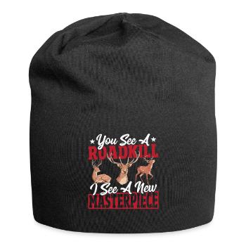 Du siehst einen überfahrenen Tierkörper, ich sehe - Jersey-Beanie - Schwarz - Vorne