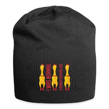 Avant 3 poulets en caoutchouc, j’étais normal - Bonnet en jersey - noir - Devant