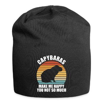 Capybara Zootier Design - Jersey-Beanie - Schwarz - Vorne