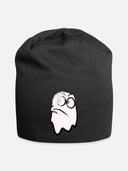 Funny smiling ghost in white - Jersey Beanie - black