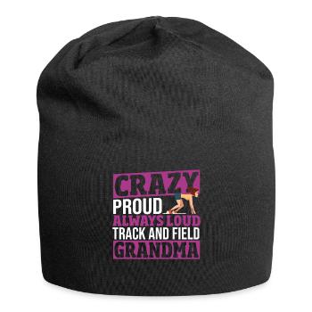 Crazy Proud Always Loud Track And Field Grandma - Jersey Beanie - black - Front