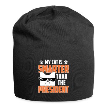 Meine Katze Ist Schlauer Als Der Präsident - Jersey-Beanie - Schwarz - Vorne