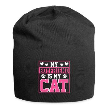 Mein Freund Ist Meine Katze - Jersey-Beanie - Schwarz - Vorne