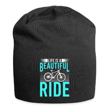 Das Leben Ist Ein Schöner Ritt - Jersey-Beanie - Schwarz - Vorne