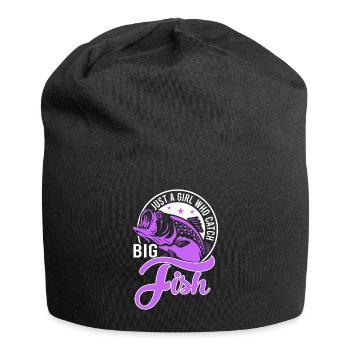 Juste une fille attrapant de gros poissons - Bonnet en jersey - noir - Devant