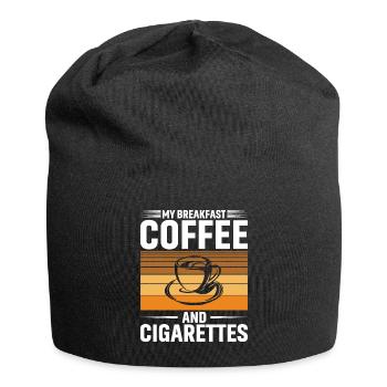 My breakfast: coffee and cigarettes - Jersey Beanie - black - Front