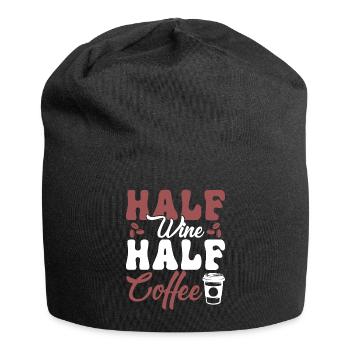 Halb Wein Halb Kaffee - Jersey-Beanie - Schwarz - Vorne