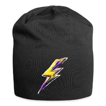 Stilisierter Blitz - Jersey-Beanie - Schwarz - Vorne