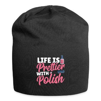 La vie est plus belle avec la laque Nail Tech - Bonnet en jersey - noir - Devant